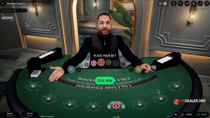 Live Blackjack VIP bei Vodds